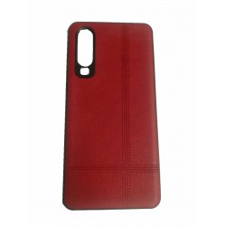 Capa Silicone Gel Com Padrão Couro Huawei P30 Vermelho