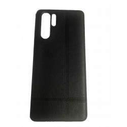 Capa Silicone Gel Com Padrão Couro Huawei P30 Pro Preto