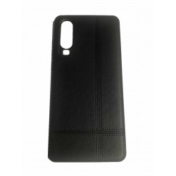Capa Silicone Gel Com Padrão Couro Huawei P30 Preto