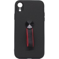 Capa Silicone Dura Com Suporte De Dedo Apple Xr Preto