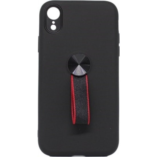 Capa Silicone Dura Com Suporte De Dedo Apple Xr Preto