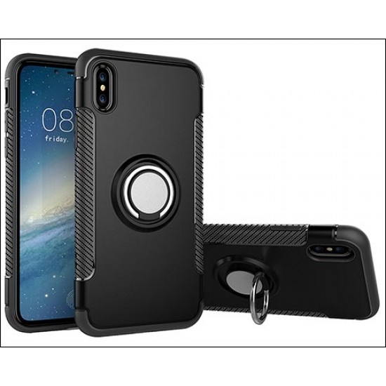 Capa Silicone Tpu Com Anel De Dedo Magnético Apple Xr Preto