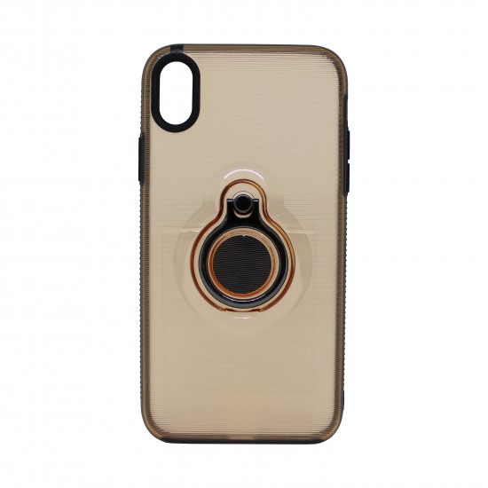 Capa Silicone Tpu Com Anel De Dedo Apple Iphone Xs Max Dourado