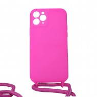 Apple Iphone 11 Pro Pink With Camera Protector Strap Silicone Gel Case