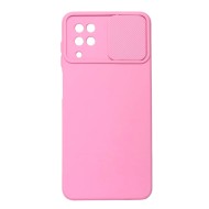 Samsung Galaxy A12 Pink With Camera Protector And Sliding Window Silicone Gel Case