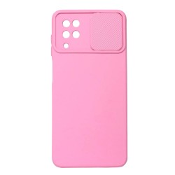 Samsung Galaxy A12 Pink With Camera Protector And Sliding Window Silicone Gel Case