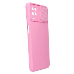 Samsung Galaxy A12 Pink With Camera Protector And Sliding Window Silicone Gel Case