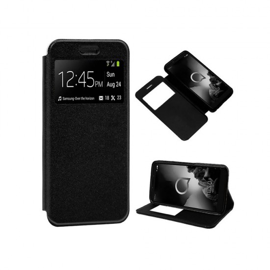 Alcatel 1L 2021 Black Flip Cover With Candy Window Case