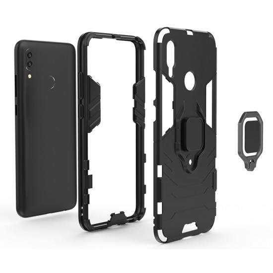 Capa Silicone Anti-Choque Armor Carbon Huawei P Smart 2019 Preto Ring Armor Case