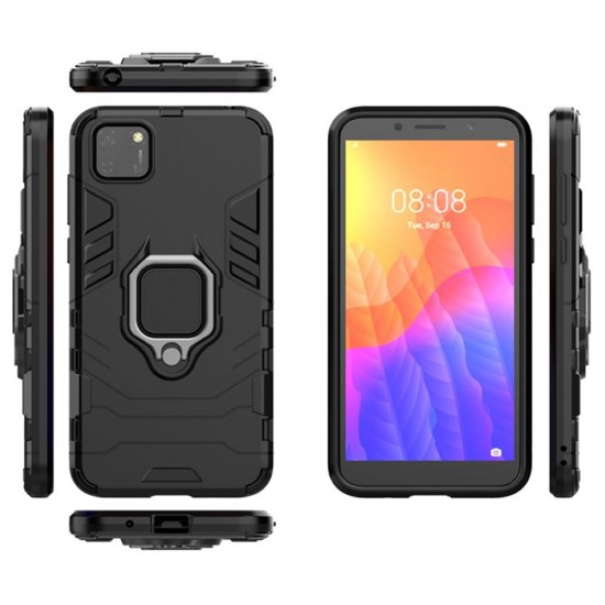 Capa Silicone Anti-Choque Armor Carbon Huawei Y5p Preto Ring Armor Case