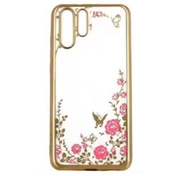 Capa Com Flor Desenho Huawei P30 Pro Dourado