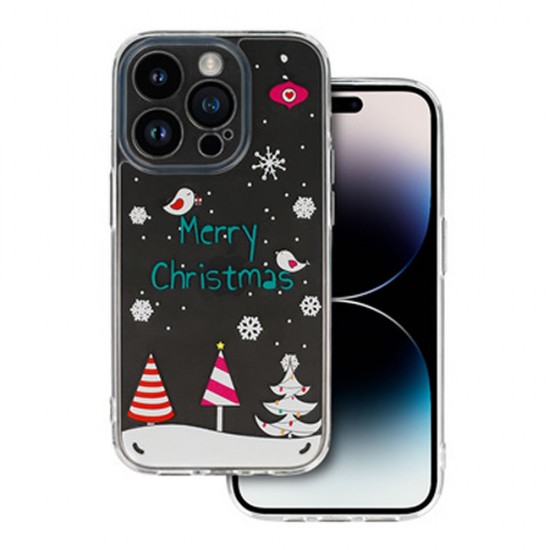 Capa Silicone Apple Iphone 14 Pro Max Transparente Natal Design 4 Com Protetor De Câmera