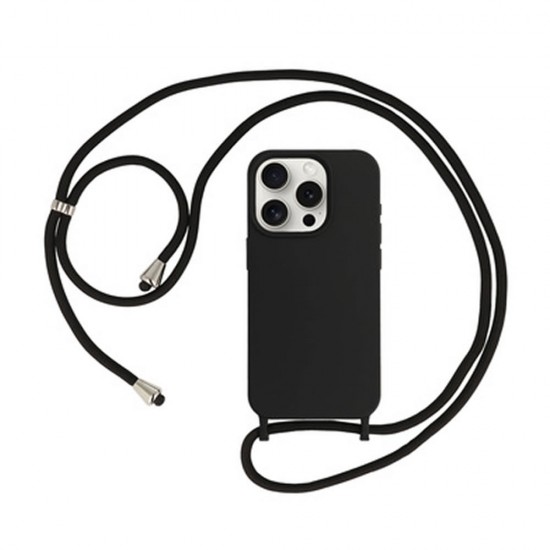 Capa Silicone Apple Iphone 14 Pro Preto Com Corda Capa Silicone Apple Iphone 14 Pro Preto Com Corda