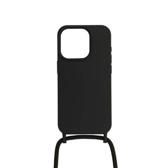 Capa Silicone Apple Iphone 14 Pro Preto Com Corda Capa Silicone Apple Iphone 14 Pro Preto Com Corda