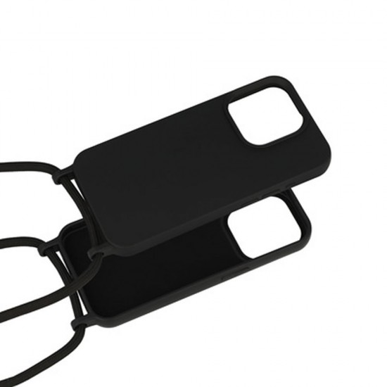 Capa Silicone Apple Iphone 14 Pro Preto Com Corda Capa Silicone Apple Iphone 14 Pro Preto Com Corda