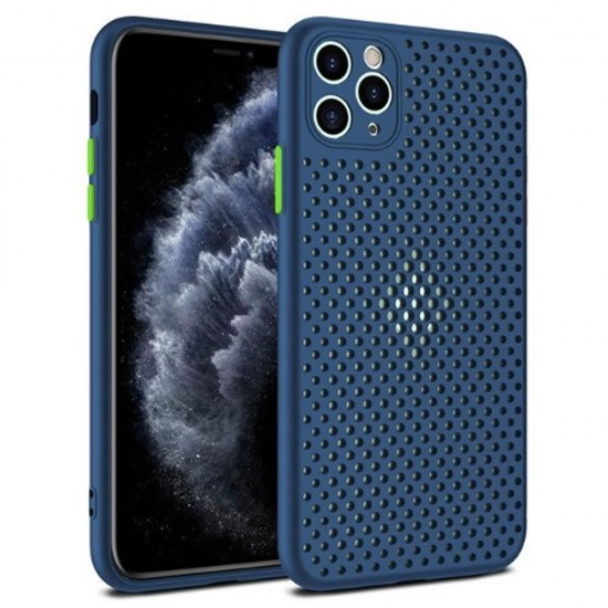 Capa Silicone Apple Iphone 11 Pro Azul Escuro Perfurada Capa Silicone Apple Iphone 11 Pro Azul Escuro Perfurada