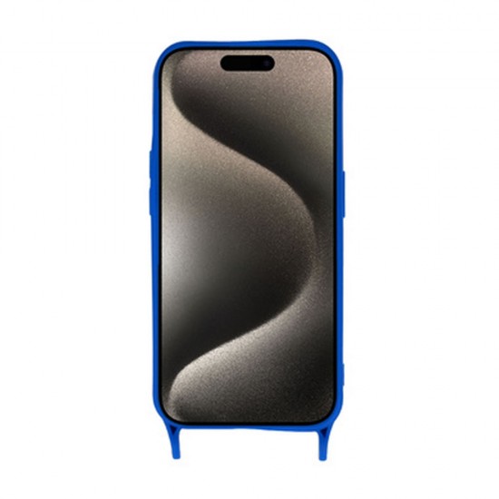 Capa Silicone Apple Iphone 15 Pro Max Azul Com Protetor De Câmera E Corda Capa Silicone Apple Iphone 15 Pro Max Azul Com Protetor De Câmera E Corda