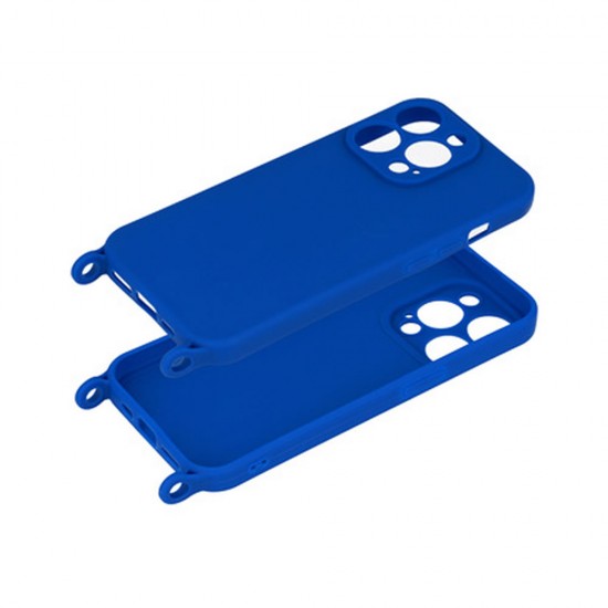 Capa Silicone Apple Iphone 15 Pro Max Azul Com Protetor De Câmera E Corda Capa Silicone Apple Iphone 15 Pro Max Azul Com Protetor De Câmera E Corda