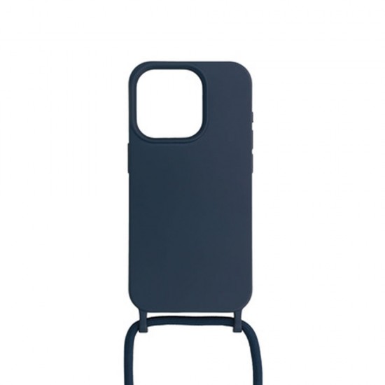 Capa Silicone Apple Iphone 14 Pro Azul Escuro Com Corda Capa Silicone Apple Iphone 14 Pro Azul Escuro Com Corda