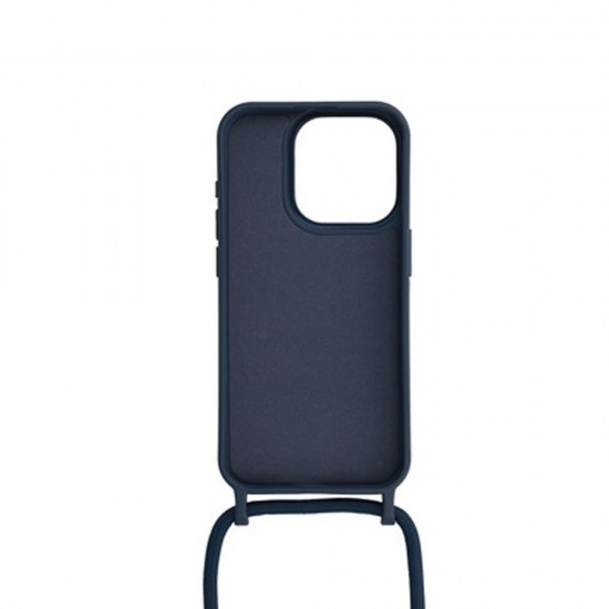 Capa Silicone Apple Iphone 14 Pro Azul Escuro Com Corda Capa Silicone Apple Iphone 14 Pro Azul Escuro Com Corda