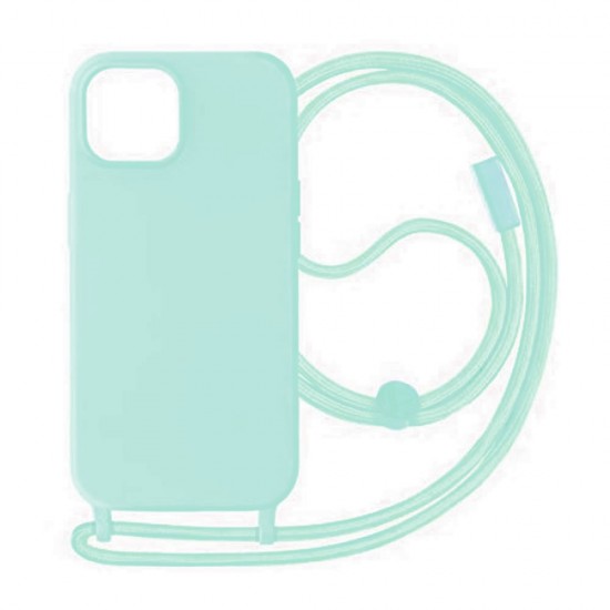 Capa Silicone Apple Iphone 15 Verde Turquesa Com Corda Capa Silicone Apple Iphone 15 Verde Turquesa Com Corda