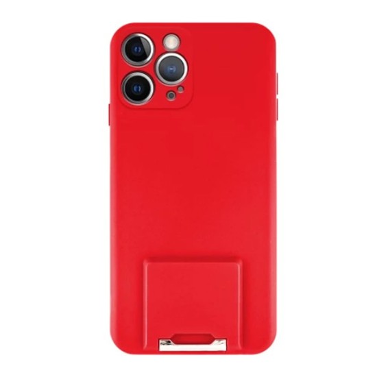 Apple Iphone 13 Pro Red Silicone Case With Camera Protector And Stand