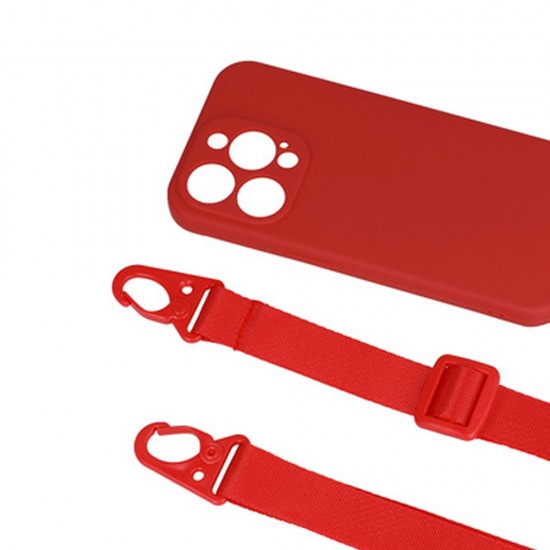Capa Silicone Apple Iphone 15 Por Max Vermelho Com Protetor De Câmera E Corda Capa Silicone Apple Iphone 15 Por Max Vermelho Com Protetor De Câmera E Corda