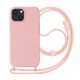 Capa Silicone Apple Iphone 15 Rosa Com Corda Capa Silicone Apple Iphone 15 Rosa Com Corda