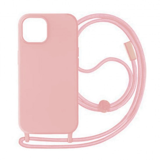 Capa Silicone Apple Iphone 15 Rosa Com Corda Capa Silicone Apple Iphone 15 Rosa Com Corda