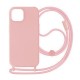 Capa Silicone Apple Iphone 15 Rosa Com Corda Capa Silicone Apple Iphone 15 Rosa Com Corda