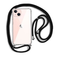 Apple Iphone 13 Transparent Anti-Shock With Black Strap Hard Silicone Case