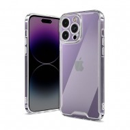 Capa Silicone Dura Anti-Choque Apple Iphone 14 Pro Max Transparente Com Protetor De Câmera