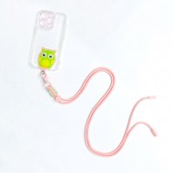 Apple Iphone 14 Pro Transparent Anti-Shock With Pink Strap And Camera Protector Hard Silicone Case