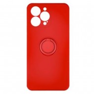 Apple Iphone 14 Pro Red With Camera Protector And Ring Holder Silicone Case