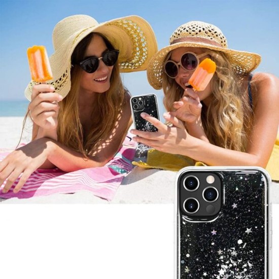Capa Silicone Com Desenho Bling Glitter Apple Iphone 13 Mini Transparente