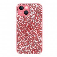Apple Iphone 14 Red Bling Glitter Silicone Case With Camera Protector