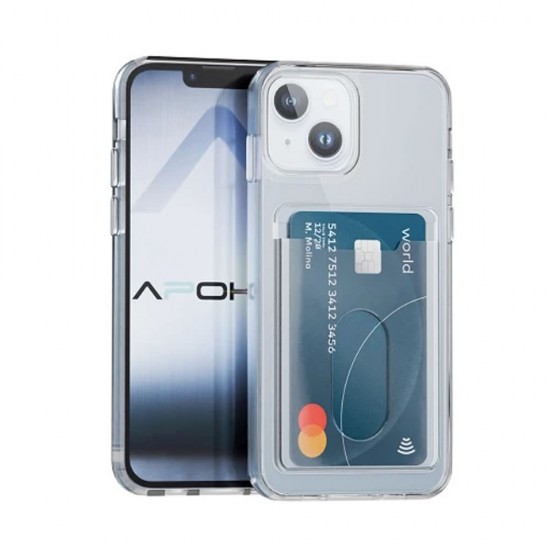 Capa Silicone Dura Apple Iphone 15 Transparente Com Bolsa Para Cartão Capa Silicone Dura Apple Iphone 15 Transparente Com Bolsa Para Cartão