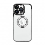 Capa Silicone Gel Bumper Apple Iphone 13 Pro Max Preto Com Lente Protetora De Câmera Magsafe