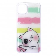 Capa Silicone Dura Apple Iphone 14 Plus Branco Kitty