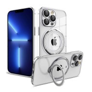 Capa Silicone Com Anel De Dedo Apple Iphone 14 Pro Max Prata Com Lente Protetora De Câmera Magsafe