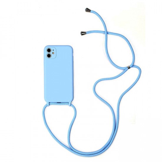 Capa Silicone Gel Apple Iphone 11 Pro Azul Com Protetor De Câmera E Corda Capa Silicone Gel Apple Iphone 11 Pro Azul Com Protetor De Câmera E Corda