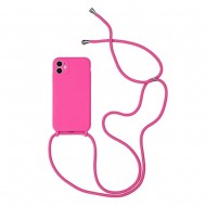 Capa Silicone Gel Apple Iphone 11 Pro Rosa Com Protetor De Câmera E Corda