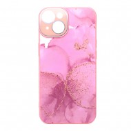 Apple Iphone 14 Pink Flowers Silicone Gel Case With Camera Protector