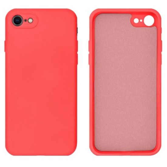 Capa Silicone Gel Apple Iphone 7/ 8/ Se 2020 Vermelho Com Protetor De Câmera