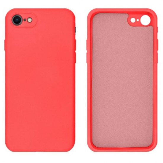 Capa Silicone Gel Apple Iphone 7/ 8/ Se 2020 Vermelho Com Protetor De Câmera