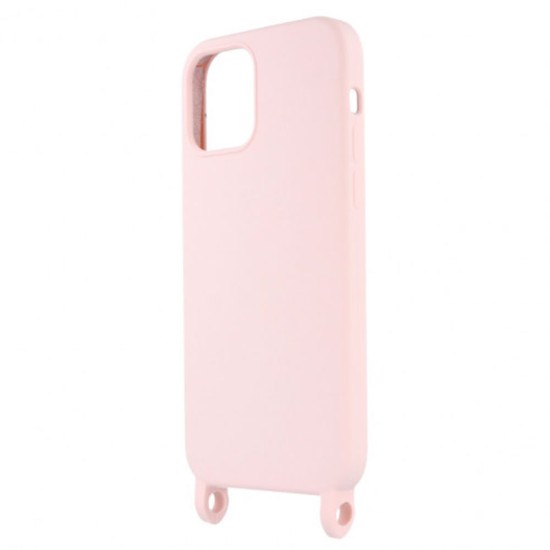 Apple Iphone 12/12 Pro Light Pink Robust Silicone Gel Case With String