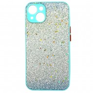 Capa Silicone Com Desenho Bling Glitter Apple Iphone 13 Verde Com Protetor De Câmera