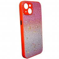 Capa Silicone Com Desenho Bling Glitter Apple Iphone 13 Vermelho Com Protetor De Câmera