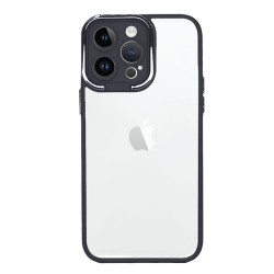 Capa Silicone Gel Bumper Apple Iphone 15 Pro Max Preto Com Protetor De Câmera Elektro