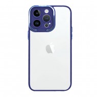 Capa Silicone Gel Bumper Apple Iphone 14 Pro Azul Com Protetor De Câmera